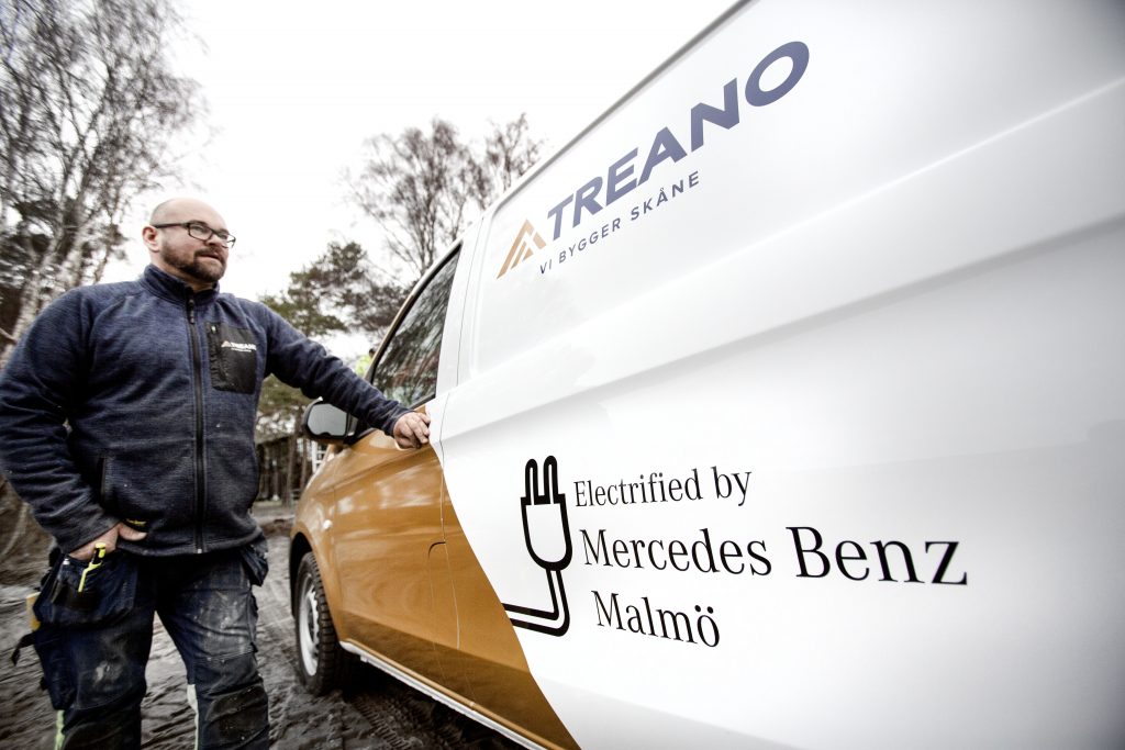 Eldrivna servicebilar på prov Treano Bygg