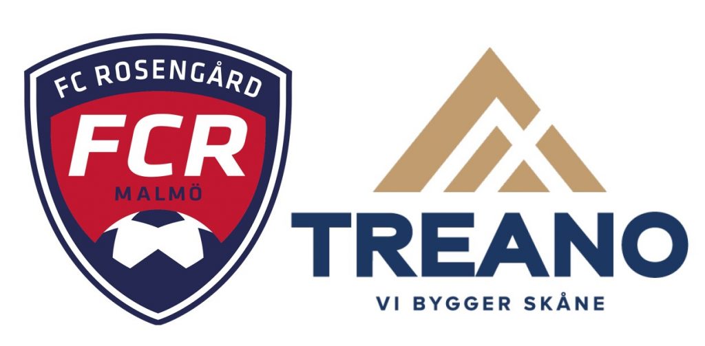 Samarbete mellan FC Rosengård och Treano bygg, här ser ni deras logotype tillsammans